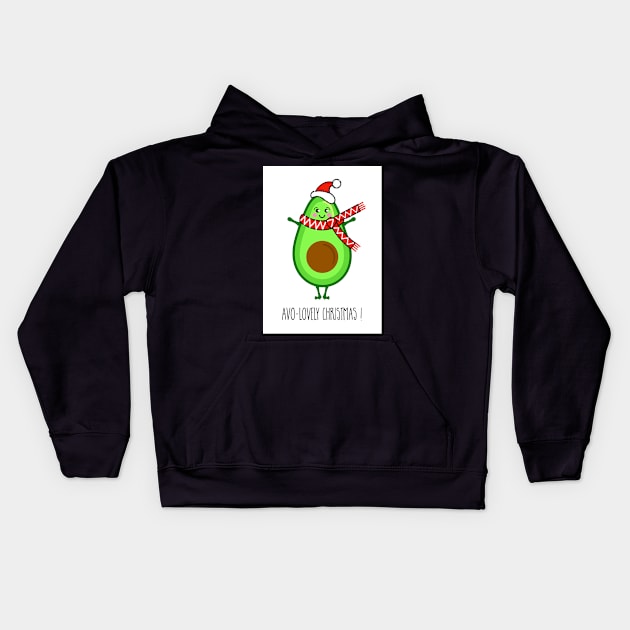 Avocado Christmas Illustration Kids Hoodie by AdamRegester